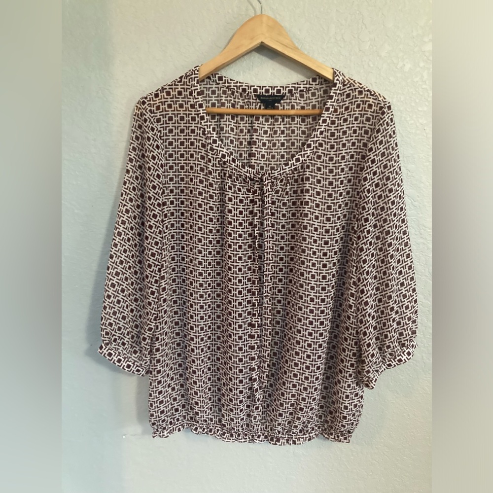 BANANA REPUBLIC 🤎 XL ~ mesh 3/4 sleeve 🤎 GUC Blouse